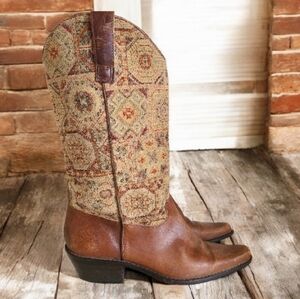 vintage matisse leather tapestry coastal cowgirl western cowboy boots size 6.5M